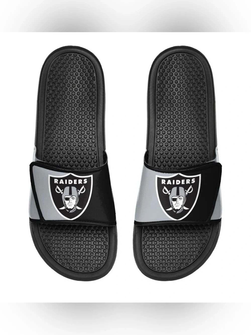 Las Vegas Raiders FOCO Youth Colorblock Big Logo Slide Sandals Size M 13-1